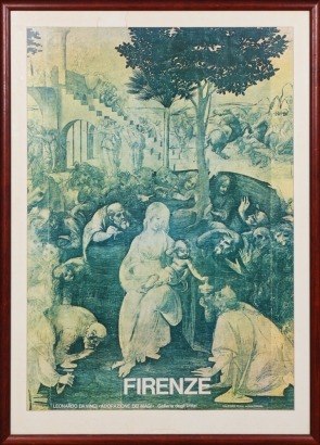A Large Leonardo Da Vinci &ldquo; Firenze&rdquo; Galleria Framed Reproduction Poster