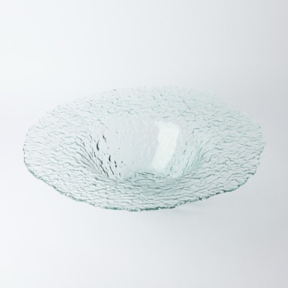 A Large Clear Glass Glacier Style Bowl