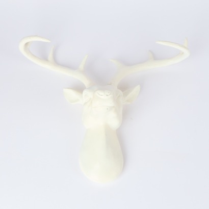 A White Deer Head Wall Sculpture