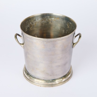 A Vintage Alloy Wine Bucket with Beaded Edge