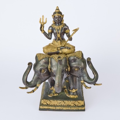 A Large Bronze 'God Indra Rides Airavata' Figure, Thailand