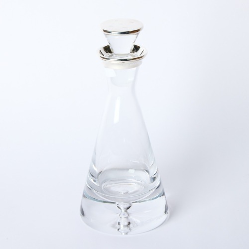 A Crystal Glass Decanter with Sterling Silver Hallmark Top