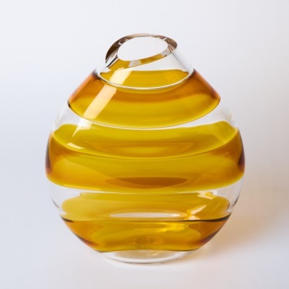 A Orbix Amber and Clear Glass Vase