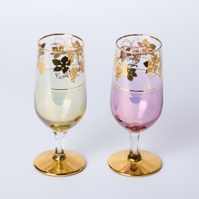 A Pair of Venetian Style Wine Glasses