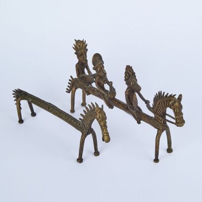A Pair of Late 19th Century Dhokra Art Bronze Figures