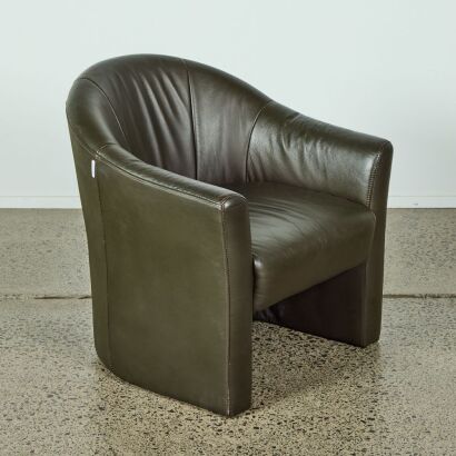A Vintage Tub Chair in Green Leather A/F