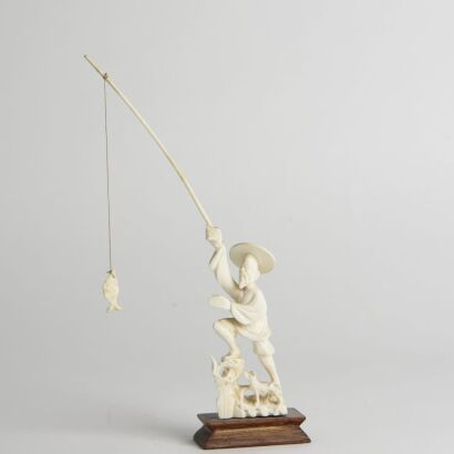 A Chinese Fisherman carving on stand