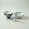 A Chinese Blue and White 'Fish' Bowl and Spoon AND Two Japanese Blue and White Bowls
