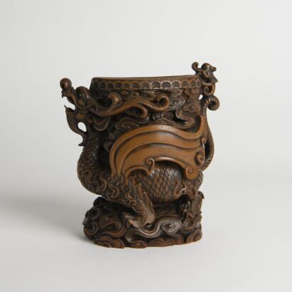 A Chinese Old Resin Dragon Brush Pot