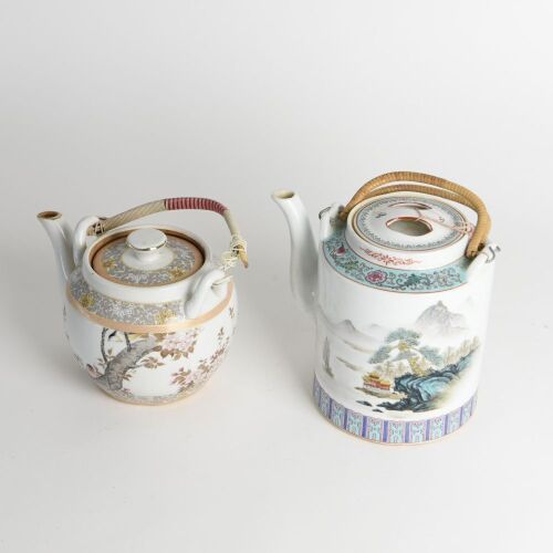 A Chinese 20th Century famille-rose &lsquo;landscape&rsquo;Teapot AND A Japanese &lsquo;floral and Bird&rsquo;Teapot