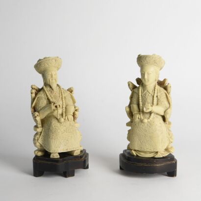 A Pair of Early 20th Century Chinese Resin Ancient Figurines