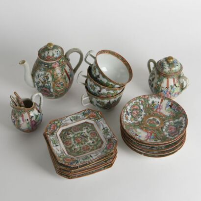 A Set of Twenty Late 19th Century Chinese Canton Famille-rose Teawares