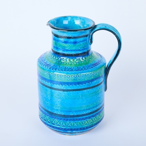 A Rimini Blue Glazed Ceramic Jug by Aldo Londi for Bitossi