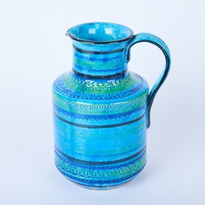 A Rimini Blue Glazed Ceramic Jug by Aldo Londi for Bitossi