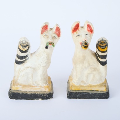 A Pair of Inari Fox Statues