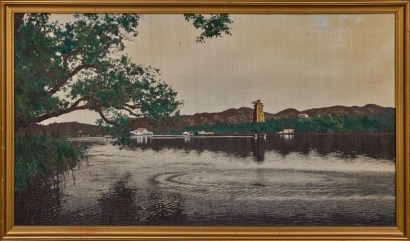 A Vintage Silk Tapestry Landscape Scene