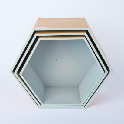 A Trio of Hexagonal Wall Hung Shelves