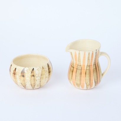 A Mid-Century Hanmer Pottery Jug and Sugar Bowl