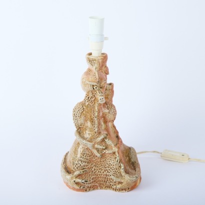 A Rare Bruce Martin Anagama Fired Dragon Lamp