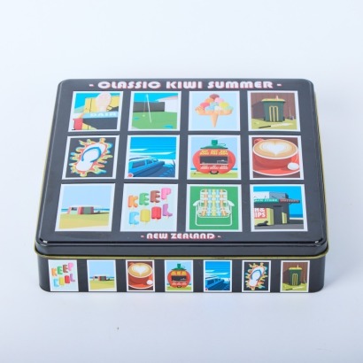 A Glen Jones Design 'Classic Kiwi Summer' Limited Edition Biscuit Tin