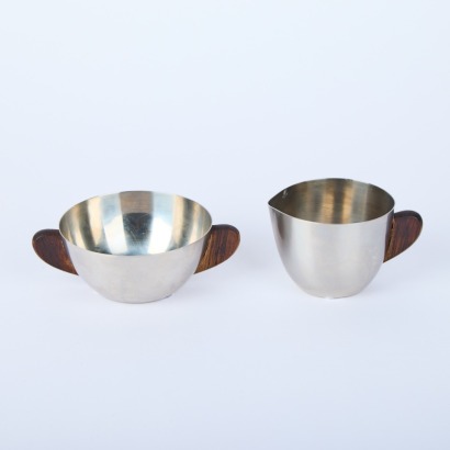 A Danish Stainless Steel Creamer and Sugar Bowl