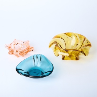 A Trio of Coloured Glass Bowls