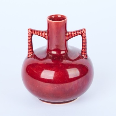 A Red Ovoid Form Bud Vase
