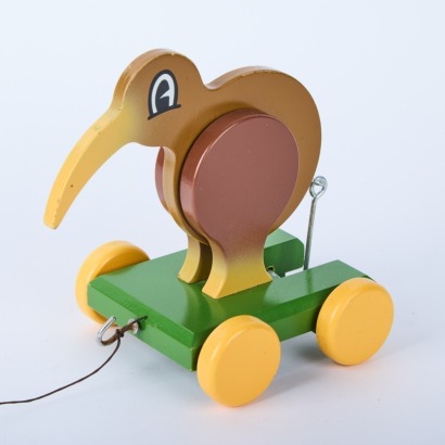A Wooden Kiwi Pull Along by Dick Frizzell