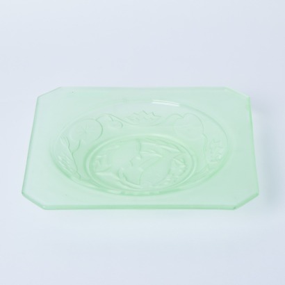 A Lilypad and Fish Impressed Glass Plate
