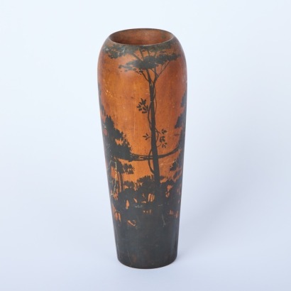 A Painted Turned Wood Vase