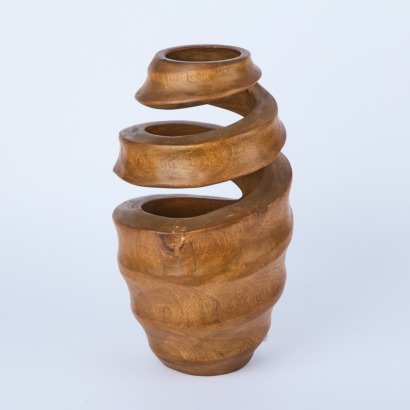 A Spiralling Carved Wood Vase