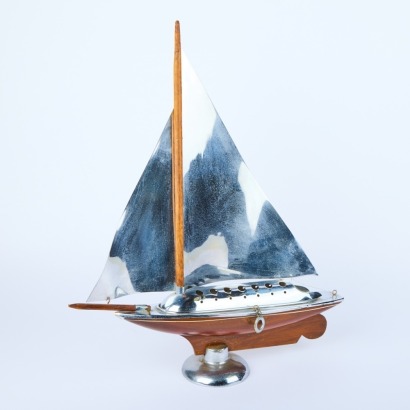A Vintage Chrome Sailing Boat