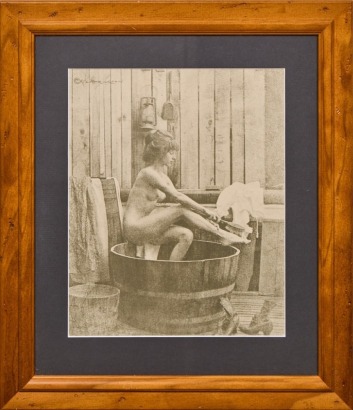 A Vintage R. Hendrickson Bathroom Scene Reproduction Print