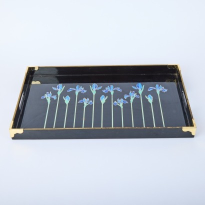 An Otagiri Lacquer Iris Serving Tray