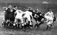 B.C. Gadney (England's Captain and scrum-half) getting the ball from a scrum