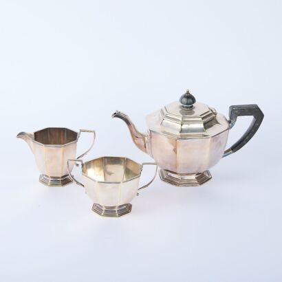A Mappin & Webbs EPNS Three-Piece Tea Serving Set