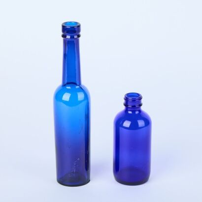 A Pair of Blue Glass Bottles