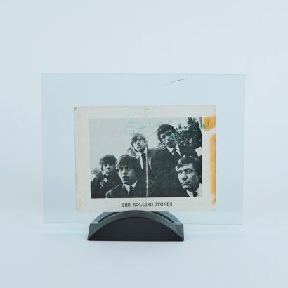 A Collection of Rolling Stones Memorabilia, Including a 1960s Promotional Card Signed by Brian Jones, Keith Richards, Bill Wyman & Charlie Watts