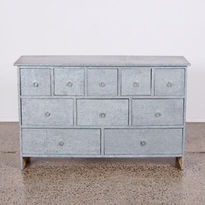 An Industrial Style Tin-Plated Chest of Drawers