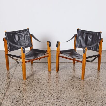 A Pair of Rare New Zealand Intra Design Safari Chairs