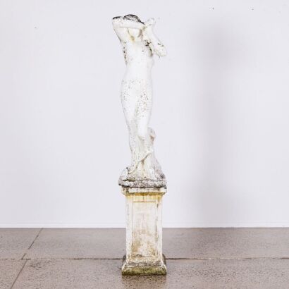 A Large Sized Vintage Garden Statue and Plinth A/F