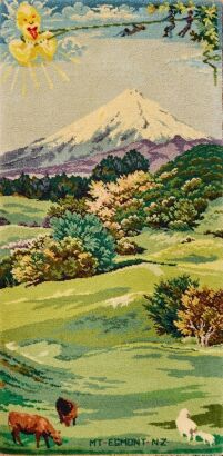 A Feltex Picture Rug of 'Mt Egmont' c. 1960s