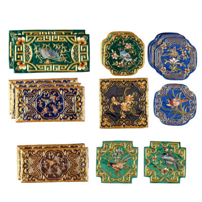A Set of Seventeen Embroidered Small Pieces