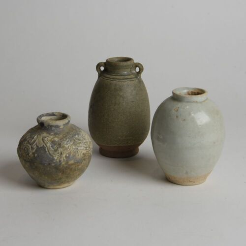 A Chinese Song-Yuan Dynasty Qingbai Small Jar AND Two Asian Small Jars