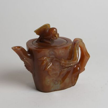 A Chinese Carved Red Agate Teapot