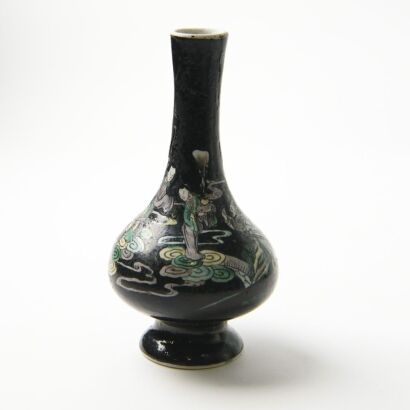 A Chinese 19th Century Black-ground Polychrome &lsquo;Figural and Story&rsquo; Vase