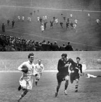 D.L. Marriott (England) runs with ball, followed by J.R. Sherratt (2nd NZEF)