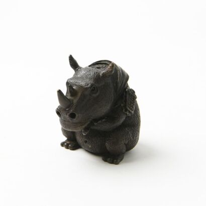 A Japanese Bronze Figure of a Rhinoceros