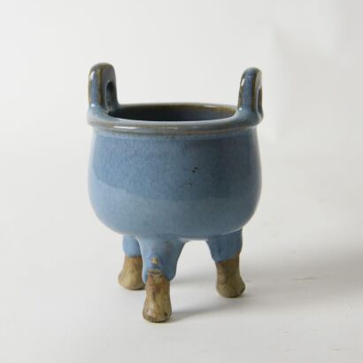 A Chinese Jun Kiln Handled Incense Burner