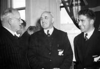 New Zealand Prime Minister (Mr. Fraser) with the manager of New Zealand Rugby team (Mr. J.H. Parker) and captain (Mr. F.R. Allen)